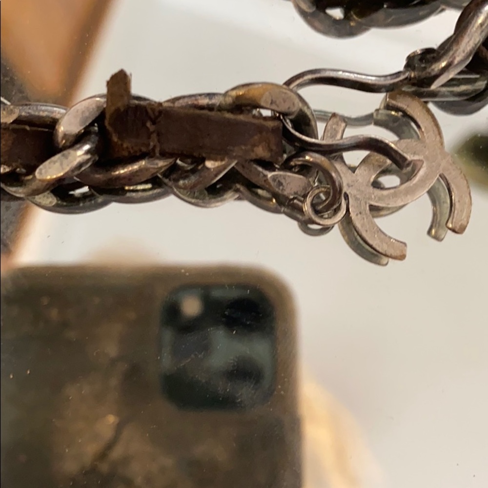 Chanel Nickel/silver brown leather belt - Picture 6 of 13